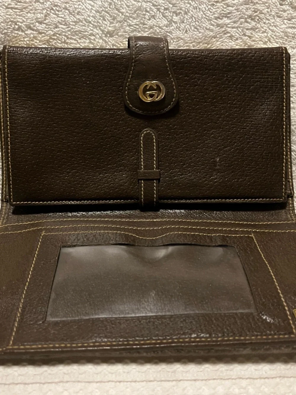Gucci Beige & Brown GG Canvas Continental Wallet with Gold Logo - Picture 4 of 7